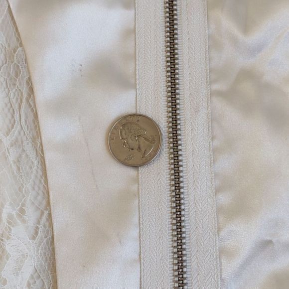 Hailey Logan by Adrianna Papell White Satin Mini Dress w/ Lace Straps Sz S - Picture 13 of 13